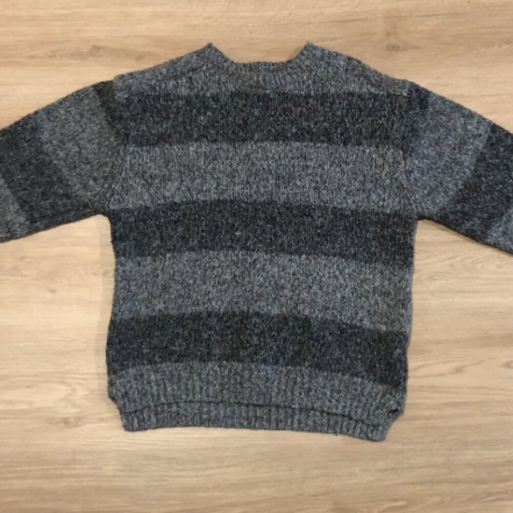 Zara Grey Knit Pullover Striped Sweater
